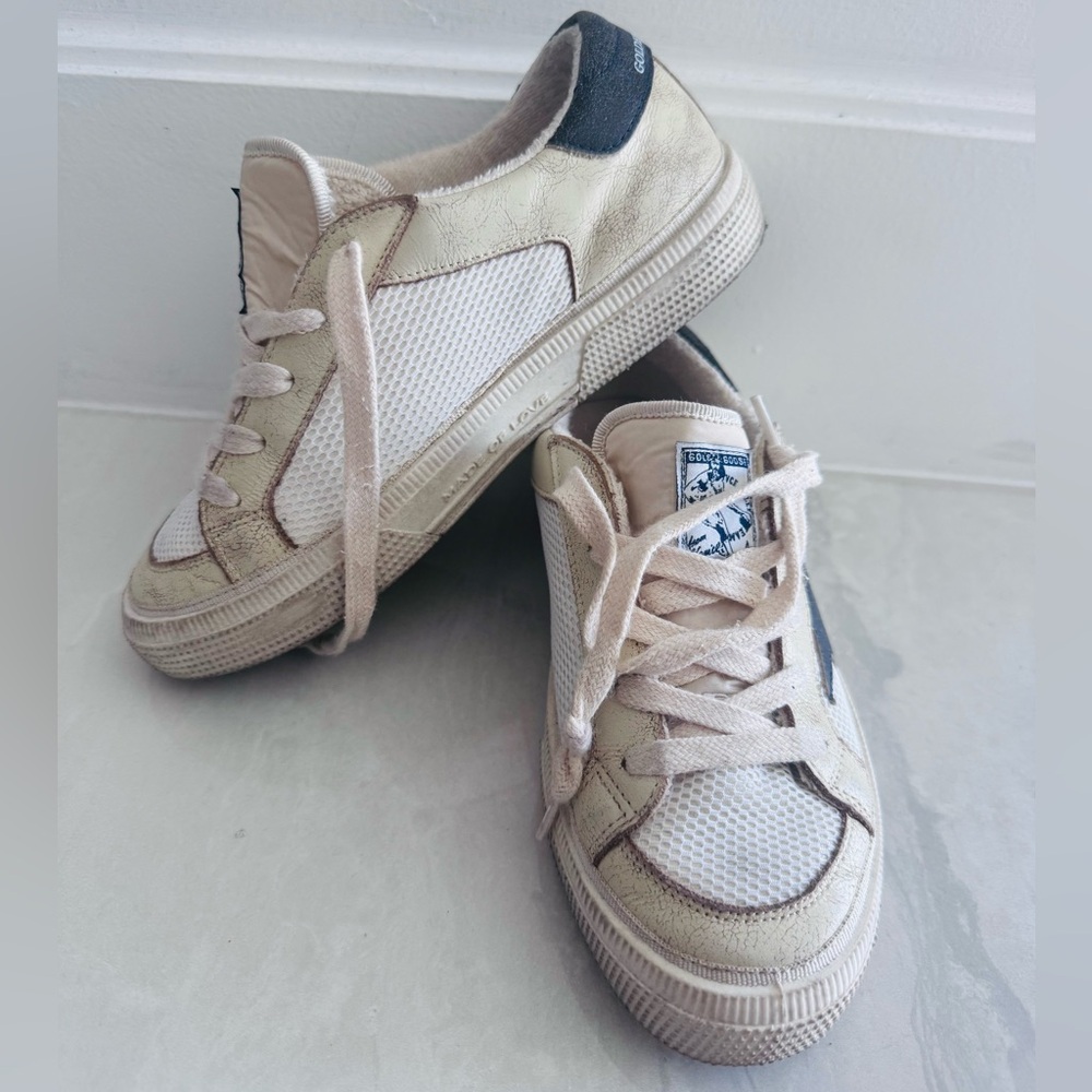 Golden🪿Goose Beige and Navy Sneakers (32)